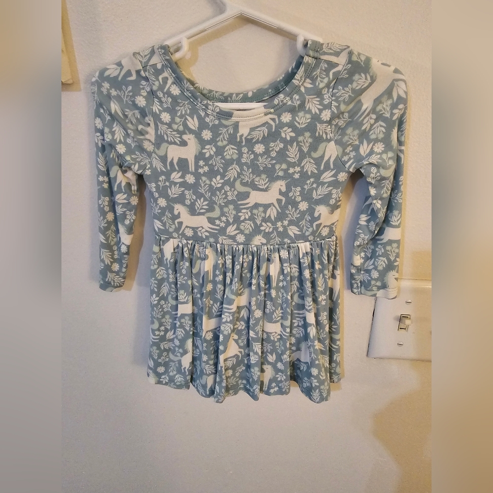 Little Sleepies Unicorn Garden Twirl Dress with Bodysuit